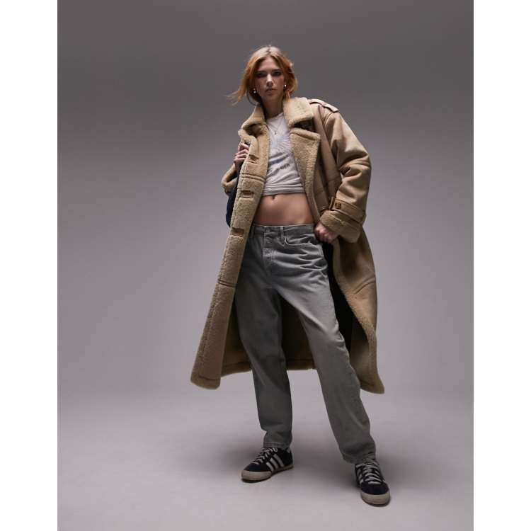 Topshop tan coat online