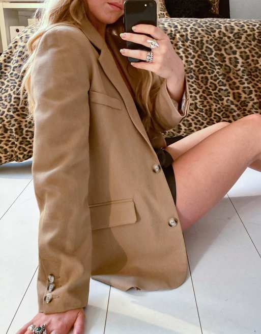 Topshop oversized blazer in camel