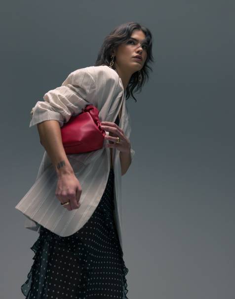 Topshop - Oversized blazer met getextureerde strepen in neutraal, deel van co-ord set - view 1