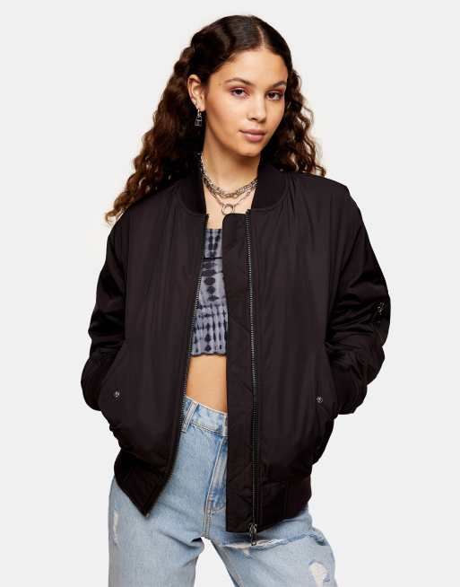 Topshop black hot sale bomber jacket