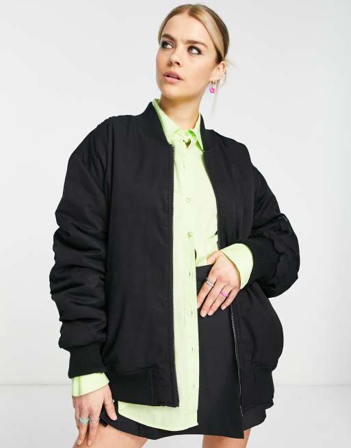 Topshop - Oversized bomber-jakke i sort