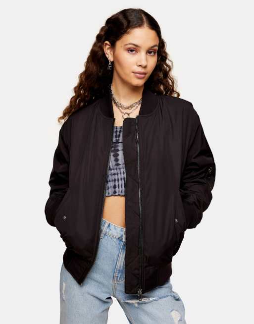 Topshop - Oversized bomberjakke i sort DO NOT USE