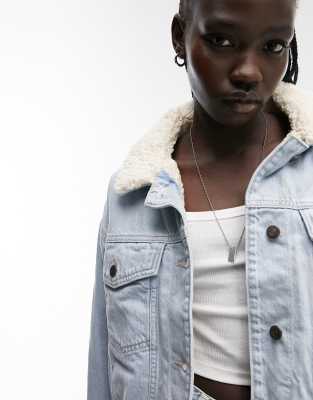 topshop denim borg jacket