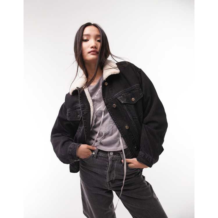 Topshop black jean jacket 2025