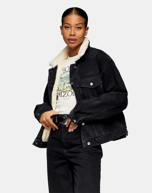 Denim jacket with outlet fur women's topshop