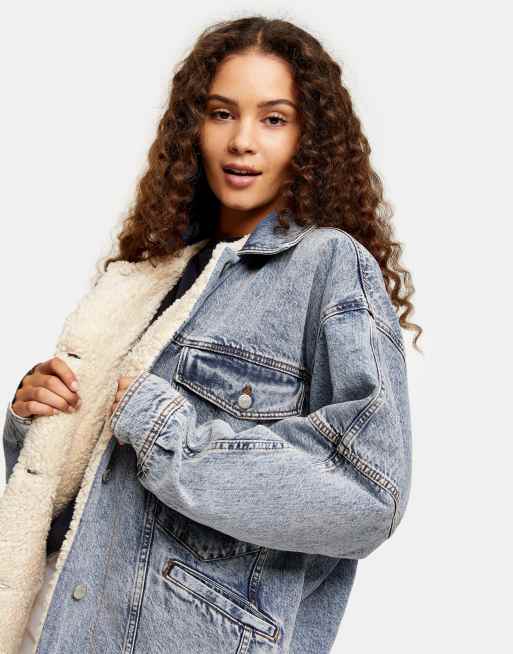 Borg lined 2025 denim jacket womens