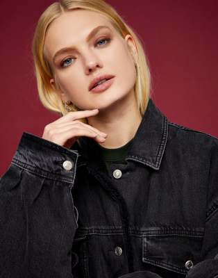 Black denim jacket borg lined best sale