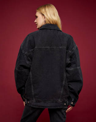 topshop oversized denim jacket black