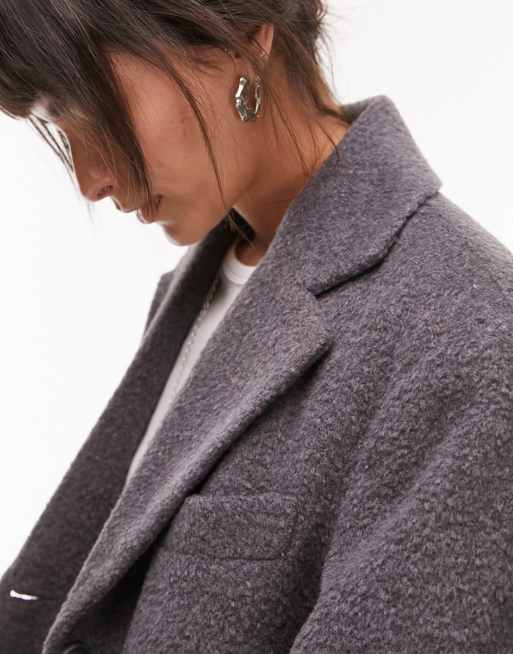 Topshop brushed 2025 coat with wool