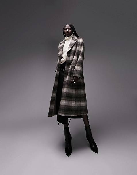 Oversized brushed check coat brown
Topshop