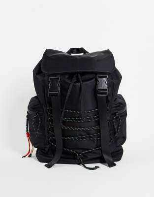 Topshop oversized bungee detail backpack-Black