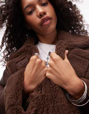 Topshop oversized car coat in chocolate