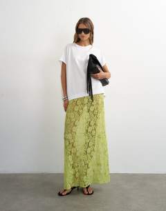 Model wearing Oversized circle tank tee in white