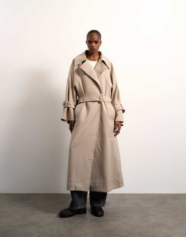Topshop oversized clean tailored trench coat with dropped armholes