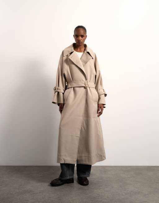 Topshop oversized clean tailored trench coat with dropped armholes