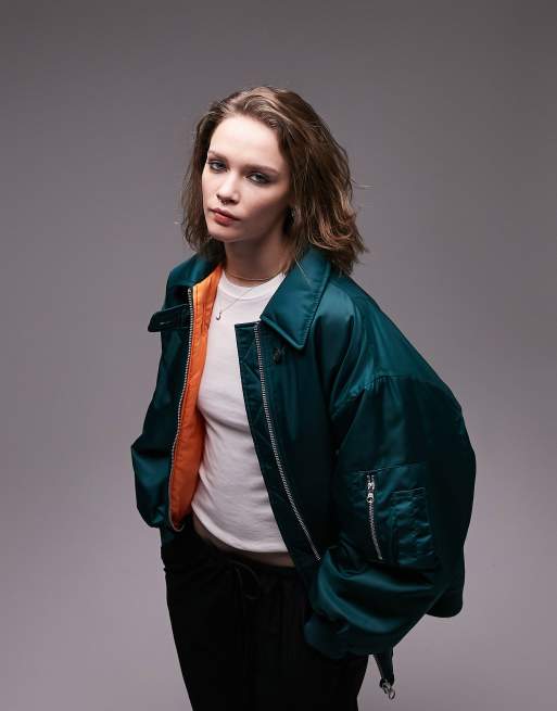 Teal leather jacket sale