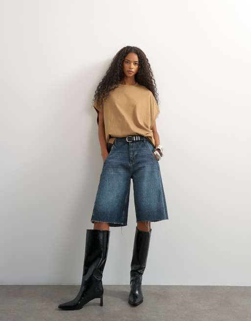 Topshop oversized colour block cirkeltanktop in stone en zwart, 4 van 4