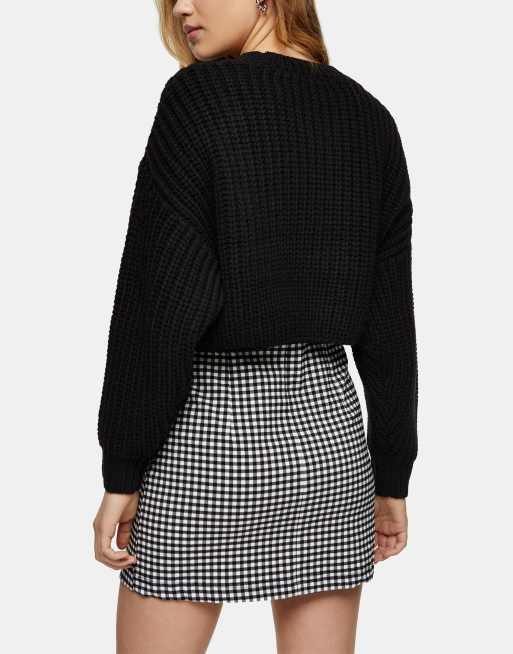 black oversized cropped sweater
