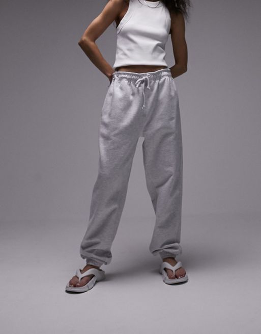 Topshop oversized cuffed jogger in grey marl