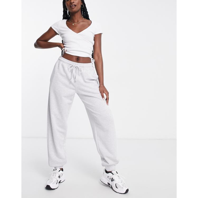 Topshop oversized cuffed jogger in grey marl ASOS