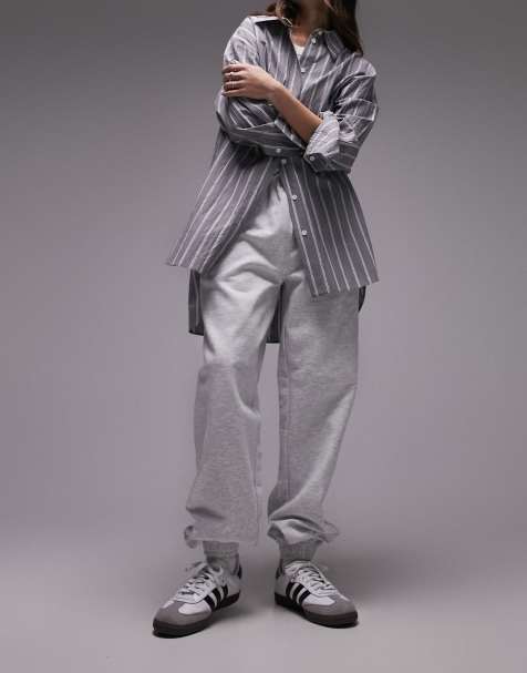 Topshop oversized cuffed jogger in grey marl - view 1