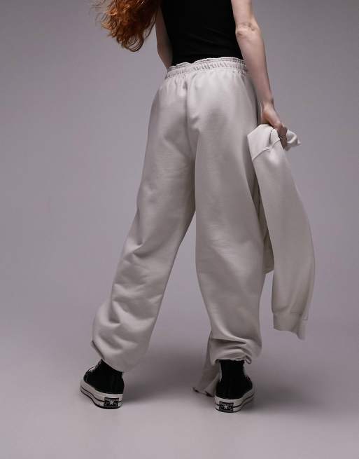 Taupe Oversized Drawstring Wide Leg Sweatpants