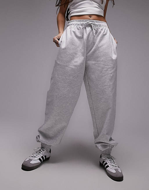 Topshop oversized cuffed sweatpants in gray heather