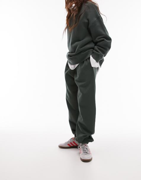 Nike Streetwear oversized fleece wide leg sweatpants in dark green