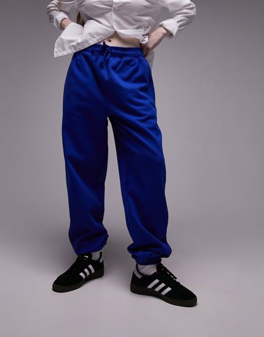 Topshop oversized cuffed trackies in cobalt