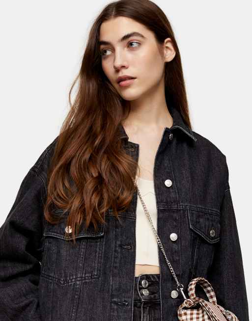 Black denim jacket cheap womens topshop