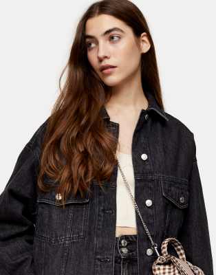 topshop washed black denim jacket