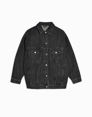 topshop oversized denim jacket black