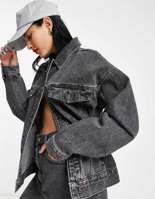 Grey jean hot sale jacket womens