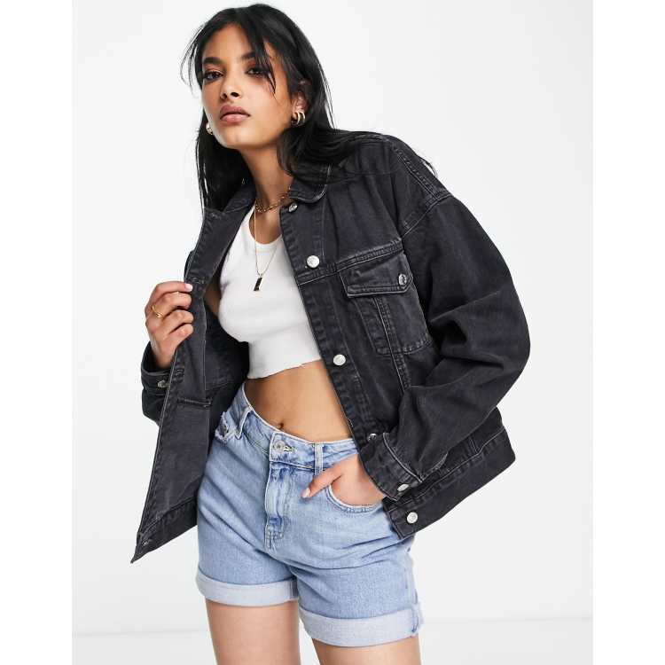 Black denim jacket womens topshop clearance