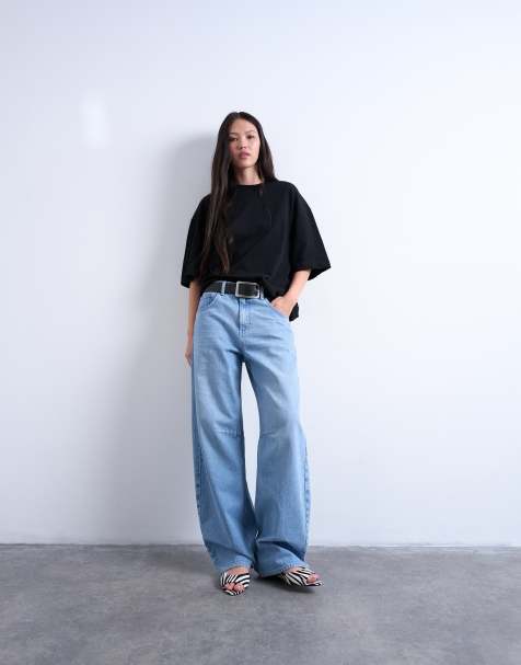 Topshop oversized drop shoulder tee in black - view 1