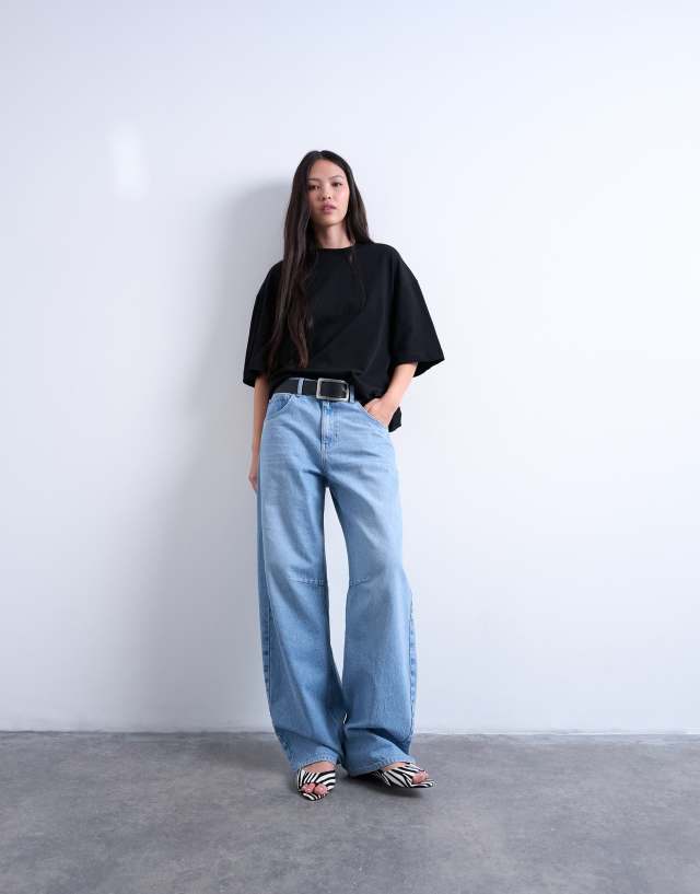 Topshop oversized drop shoulder tee in black | ASOS