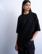 Topshop oversized drop shoulder tee in black