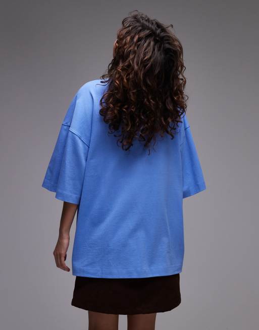 Topshop oversized drop shoulder tee in cornflower, 2 of 4