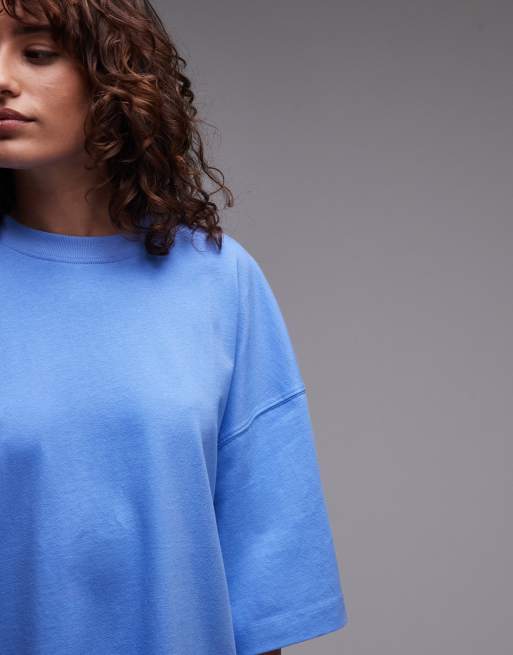 Topshop oversized drop shoulder tee in cornflower, 4 of 4