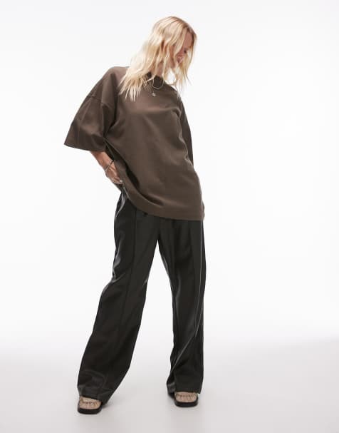 Topshop oversized drop shoulder tee in dark khaki - view 1