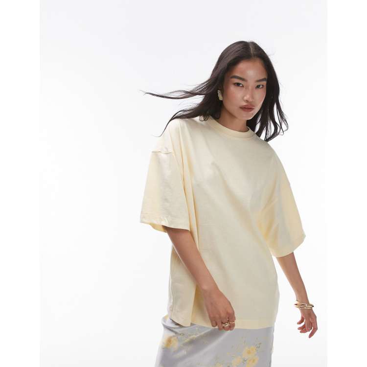 Topshop oversized drop shoulder tee in lemon ASOS