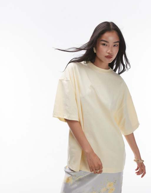  Topshop oversized drop shoulder tee in lemon