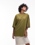 [Topshop] Topshop oversized drop shoulder tee in olive green XS Olive green