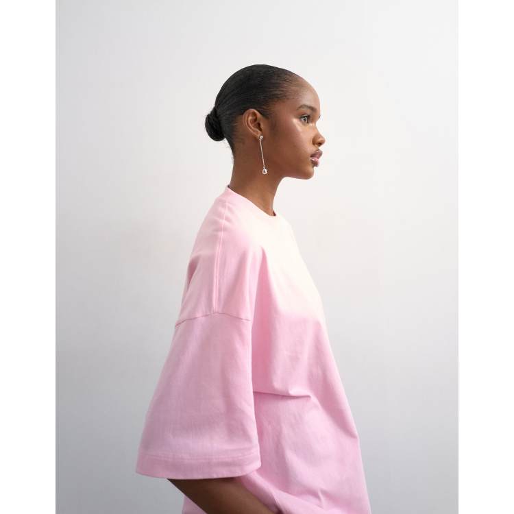 Topshop oversized drop shoulder tee in pink | ASOS