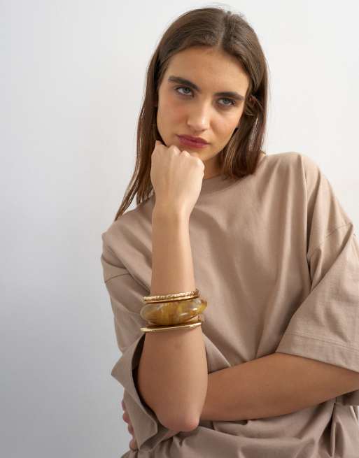 Topshop oversized drop shoulder tee in taupe, 2 of 4