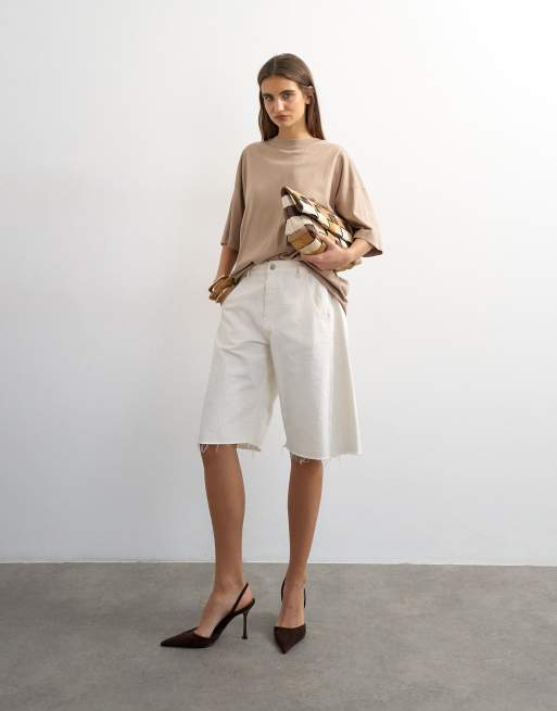 Topshop oversized drop shoulder tee in taupe, 3 of 4
