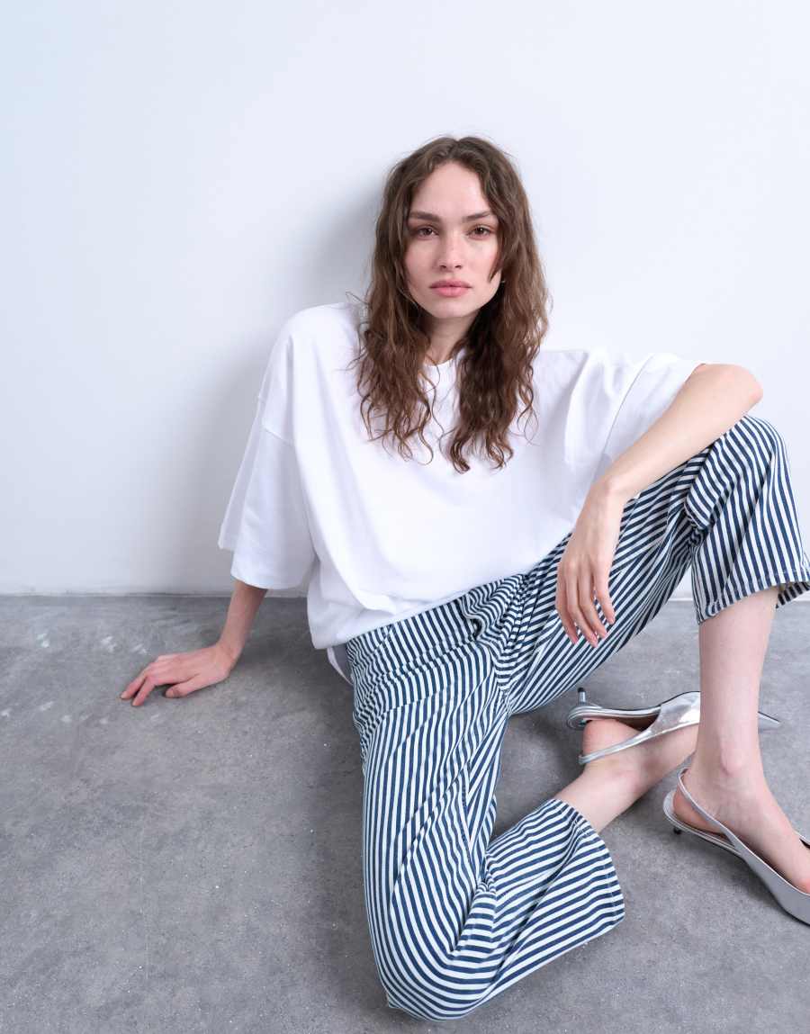 Topshop oversized drop shoulder tee in white