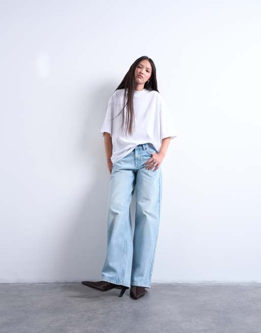 Topshop oversized drop shoulder tee in white