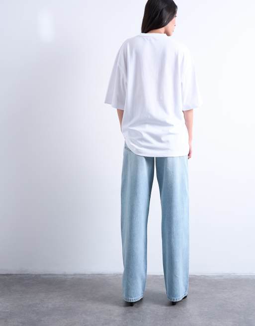 Topshop oversized drop shoulder tee in white
