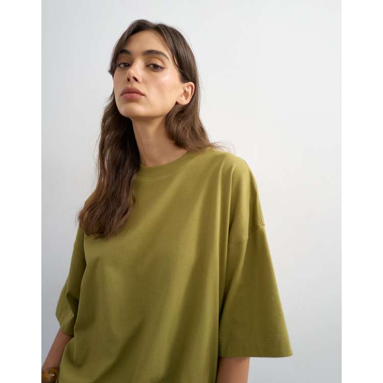 Topshop oversized dropped shoulders tee in green | ASOS